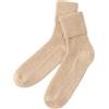 prettystern Donna Uomo 100% lana cashmere midi calzini gamba scalda maglia a coste, beige., Taglia unica