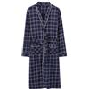 IESUTA Accappatoio Da Uomo in Puro Cotone Taglie Forti, Camicia Da Notte, Morbido Comfort, Collo A Scialle, Lunghezza Al Ginocchio, Accappatoio Da Spa,Dark blue 2,6XL