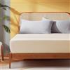 Sonive Lenzuolo con angoli elasticizzati, da 90 x 200 cm, in poliestere spazzolato, con angoli da 30 cm di profondità, in jersey senza pieghe, di colore beige