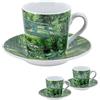 DRW Set 2 Mugs con Piatto in Porcellana Ponte di Monet Tazza: 6x6 cm, Multicolore, Medidas: Taza: 6x6x6 cm