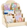 Lansls Espositore per Biglietti D'Auguri A 5 Livello, Espositore in Legno Espositore Portatile per Adesivi in Cartone Espositore per Vendita al Dettaglio per Biglietti Adesivi Foto Venditore