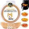 Akitaink Carta forno per friggitrice ad aria 200 pezzi Food-Grade BPA Free 20x24x4,5 cm Carta Air Fryer Rotonda - Ideale per una cottura sana Carta rotonda Antiaderente Monouso - Facilità di Pulizia