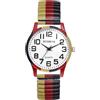 OIDEA Orologio da donna, cinturino elastico: orologio da donna, in acciaio inossidabile, estensibile, fantasia, bandiera tedesca analogica, al quarzo, grande quadrante numeri arabi, regalo di