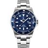 Alienwork Orologio Uomo Donna Argento Bracciale in Acciaio Calendario Data Blu Marino Classico Elegante