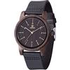 MUJUZE Orologio Uomo Nero, Ebano con Nero Pelle Orologi in Lengo, Orologio Uomo Elegante Confezionato in Scatola Regalo di Carta … (Black)
