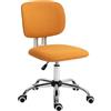 Vinsetto Sedia da ufficio girevole senza braccioli Sedia da scrivania girevole imbottita in tessuto con altezza regolabile in stile moderno Portata 120 kg 48x53x80-90 cm Arancione