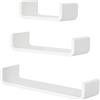 HOMCOM Mensole da Parete in MDF, Set 3 Scaffali da Parete per Soggiorno, Camera da Letto e Ufficio, 60x15x10/45x15x10/30x15x10 cm, Bianco