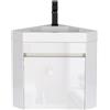 UEV Mobile Bagno Con Lavabo in Resina, Sospeso Ad Angolo 40CM, Rubinetto Nero Opaco, per Piccolo Spazio, Bianca