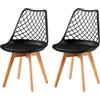 EGGREE Set di 2 Sedie da Pranzo Scavate Scandinave, SGS Testate, 2 da Cucina Ammortizzate E Retrò, Vuota Sedie da Ufficio, Gambe in Faggio Massiccio - Nero
