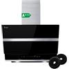 KKT KOLBE Cappa aspirante 60 cm | Cappa aspirante da parete con altezza verticale | Acciaio inossidabile | Vetro nero | Spegnimento automatico | Controllo touch | HERMES6005S