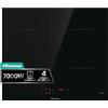 Hisense HIA64UK Piano cottura a induzione, Vetroceramica, 4 zone di cottura, Funzione Power Boost, Timer di cottura, Nero, 595 × 60 × 520 mm