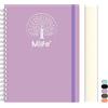 Mlife notebook B5 Foderato, 300pagine quaderno a spirale, copertina rigida in PVC con stampa dell'albero della vita, 100g/M² carta resistente all'inchiostro, per donne, uomini, 17,7x 25cm-viola