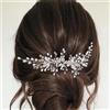 Clataly Wedding Bride Headband Fiore Capelli Vine Foglia Argento Bridal Hair Piece Perle Accessori per Capelli per Le Donne Ragazze