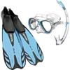 SEAC SET TRIS Snorkeling, Pinne Ala, Maschera Elba, Snorkel Tribe adatto allo snorkeling e all'immersione ricreativa per adulti e bambini, Unisex, 34/35