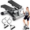 Sunny Health & Fitness Advanced Stepper Machine con funzione Twist e fasce di resistenza, mini stepper portatile, attrezzo per esercizi aerobici indoor per allenamento total body - SF-S0979, Grigio