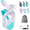 Wsobue Maschera Subacquea, Maschera da Snorkeling per Adulti,Visuale Panoramica 180° Design Pieno Facciale e Compatibile con Videocamere Sportive Maschera per Immersioni (Bianco Verde S/M)