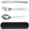 jatimdotin 4 Pezzi Posate da Campeggio Kit, Posate Acciaio Inox con Astuccio, Posate da Viaggio Coltello, Forchetta, Cucchiaio, per Viaggi, Campeggio, Ufficio, Scuola (Nero)