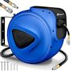 TRESKO® Avvolgitubo Aria Compressa 30 mt con Tubo | Avvolgitubo Pneumatico attacco 1/4 | Dispositivo di Arresto Automatico e Riavvolgitore Automatico, Blu