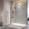Parama Box Doccia Walk-In 90 cm Altezza 200cm Parete Fissa Vetro Temperato Trasparente da 10mm con Trattamento Anticalcare Braccio Telescopico SUS304 Profili Alluminio Nero Opaco