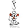 Rimgoris Bracciale da donna in argento sterling 925 con collana e ciondolo a forma di topo, per la Festa della Mamma con Zirconi