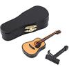 Garosa Miniatura Chitarra in Legno per Casa delle Bambole - Strumento Musicale Decorativo con Supporto, Display Espositivo e Accessori Arredamento Miniature Artigianali (#01)
