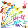 BINYI Cannucce Cocktail Plastica Riutilizzabili Cannuccia Riutilizzabile Bambini 16 Pezzi Reusable Straw Spesse Cannucce Carta Colorate Lunghe per Feste di Piscina Cannuccia Plastica (Estate)