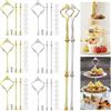 YOUNGSAY 4 Pezzi Supporto per Vassoi Torte Alzata, 2 O 3 Piani Supporto per Vassoi Torte Alzata Vintage, Metallo Supporto per Vassoi Torte per Dolci, Biscotti, Caramelle (Oro/Argento)