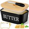 BBWELL Burriera in Ceramica 250g,Burriera con Coperchio,Scatola per Burro,Contenitore per Burro con coltello in Ceramica e Spugna per La Pulizia,Kitchen Portaburro da Frigo in Ceramicas