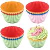 QINGHEC 24 stampi per muffin in silicone, stampi per cupcake e muffin, stampi per muffin Air Fryer, senza BPA, stampi in silicone per torte e budini