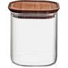 H&H Barattolo in vetro borosilicato trasparente rigato tappo in bambù forma quadra lt 0,85