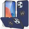 Dechyi cover per Redmi 12 4G/5G (6.79) e 2 Pellicola Vetro Temperato Custodia con anello Robusto Durevole custodia protettiva- blu