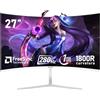 Gawfolk 27 pollici 280Hz curvo monitor per computer da gioco, 1800R，FHD 1080P, 98% sRGB, 1ms，FreeSync，178 ° grandangolo,HDMI、DisplayPort，Compatibile con il montaggio a parete 100 * 100mm - bianco