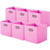 powerking Contenitore contenitore di stoccaggio in tessuto, 6 Pack pieghevole panno di stoccaggio Cube Organizer Cassetto con maniglia in metallo per armadio e giocattoli di stoccaggio, Rosa