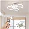 RUYI 48W Lampadario LED Soffitto, 4Anello Lampadario Cucina con Telecomando | 4400LM, dimmerabile 2800-7000K, luminosità 5-100% regolabile, CRI 90+, per soggiorno/camera/cucina/corridoio/pranzo