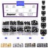 Swpeet Sweet 150 pezzi, 6 misure (mm) pistola nera per rivetti rapidi, borchie quadrate in metallo, piramide per borsa, vestiti, scarpe, rivetti, artigianato