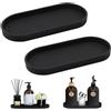 KtbeYTi 2 Pezzi Vassoio in Silicone Nero 25 * 11 * 2 cm Vassoio da Bagno Vassoio Portaoggetti Decorativo per Camera da Letto, Lavabo, Vasca da Bagno (Ovale)