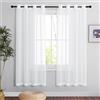 PONY DANCE Tende Moderne per Soggiorno con Anelli Tenda Bianca Trasparente con Effetto Lino Curtains Bianche Soggiorno Decorazione per Interni 2 Pezzi 140x185 CM