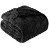 Exclusivo Mezcla Coperta Plaid Pile di Flanella per Divano, 220x240 CM Coperta Letto Matrimoniale con Motivo a Scacchi, Morbida e Calda, Nero