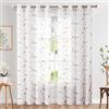 TOPICK Sheer - Tende in voile con occhielli, con foglie, ricamate, trasparenti, con occhielli, in garza, per soggiorno, camera da letto, negozi, set da 2 pezzi, oro su bianco, 140 x 245 cm