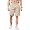 COOFANDY Pantaloncini in Lino Uomo Pantaloni Lino Corti Pantaloni da Lavoro Bermuda con Tasche Pantaloncini da Spiaggia Beige L