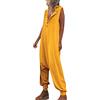 Generico Salopette da Donna Tuta Casual con Risvolto Senza Maniche con Cappuccio e Tasche da Invernale (Yellow, L)