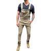 Generic Tuta estiva sportiva da uomo, abbigliamento da lavoro, 3 pezzi, vestibilità larga, in denim, per il tempo libero, regolabile, semplice, con tasche multifunzionali, con tasche oblique, cachi, m