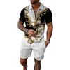 BIRW Completo da pista da uomo 2 pezzi Set corti estivi abiti moda polo casual manica corta e pantaloncini set, Oro Nero Whte Colore Misto Paisley Pattern, Small