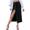 Generic Gonna da donna estiva da donna, linea A, ombrello primavera, autunno, linea A, linea da donna, lunghezza al ginocchio, gonna in jeans, colore nero, da donna, corta, da donna, lunga, elastica, casual,