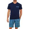 Litherday Pigiama Uomo Estivo Cotone Corto Set Leggero Pigiami Uomo Estivi Corti Maniche Corte Scollo a V Pantaloni Blu Scuro 3XL