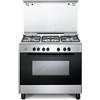 De Longhi Cucina a Gas 5 Fuochi Forno Elettrico Ventilato con Grill Larghezza x Profondità 90x60 cm Classe energetica A colore Inox e Nero - FMX 96 SG