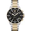 Emporio Armani Orologio Analogico al Quarzo Uomo con Cinturino in Acciaio Inossidabile AR11680, Argento e Oro, 43.5 mm