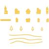Nellie's Choice, Fustella di Forma Villaggio, da 1.8 x 3.4 cm a 22 cm, per Creare Biglietti, Natale, Scrapbooking, Fai da Te, DIY, Giallo, 40x40 / 18x34 / 72x13 / 220mm