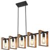WayLuoung Illuminazione Nera Dell'Isola Della Cucina, 5 Lampade 105cm Regolabili In Altezza Per Sala Da Pranzo, Lampadario Con Struttura In Legno, Cucina, Luci Da Tavolo Da Biliardo, E27