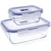 Luminarc Pure Box Active Set 2 Contenitori Rect Ermetici Vetro Set 2 Pezzi 38cl - 122cl Trasparente